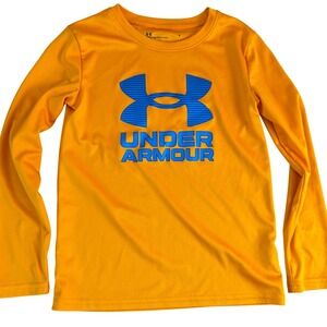 Kids Under Armour Orange Long Sleeve T Shirt Size 6 Athletic Performance Top